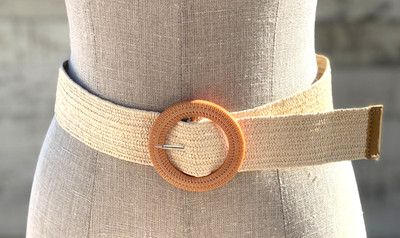 Woven Straw Elastic Wide Waist Belt Women display picture 3