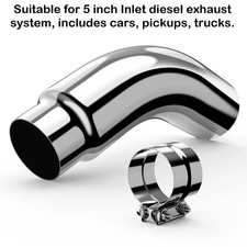 5 Inch Diesel Exhaust Elbow Tip 5 Inlet 6 Outlet 23 In Long Chrome With Clamp 5 Inch Diesel Exhaust Elbow Tip 5 Inlet 6 Outlet 23 In Long Chrome With Clamp