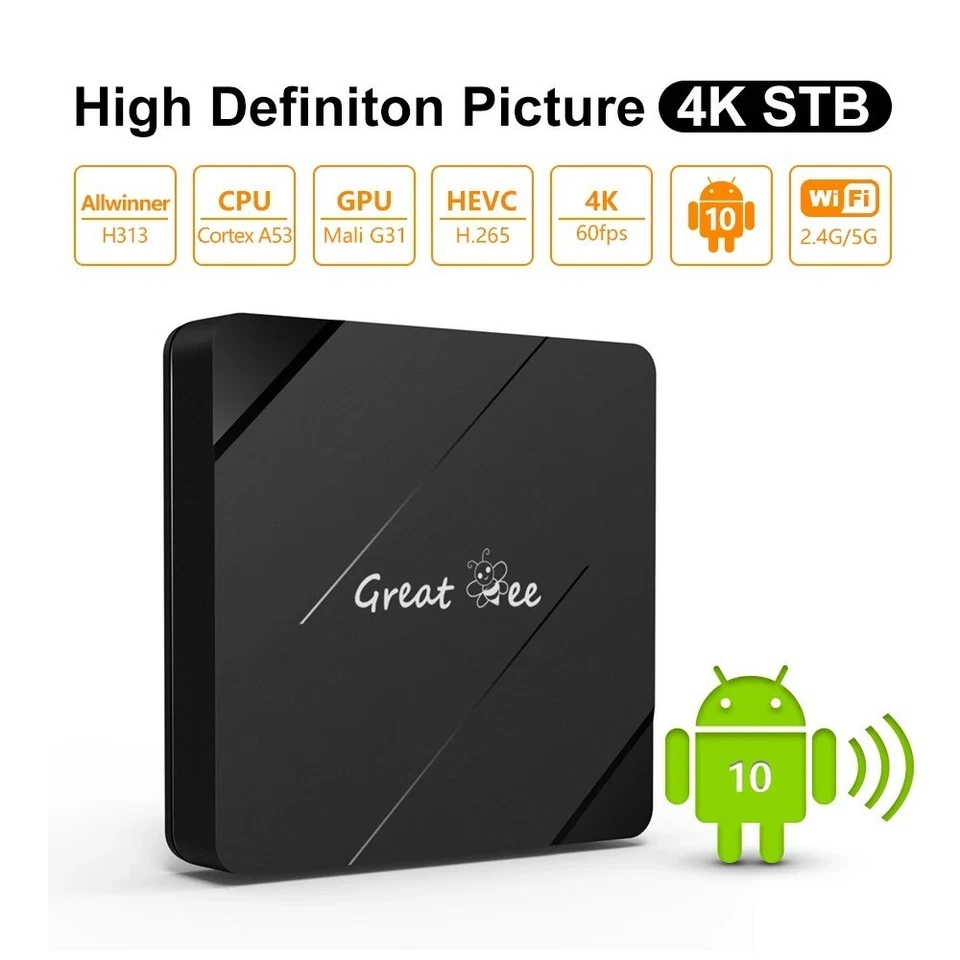 Great Bee New Arabic TV Box,2GB+16GB 2.4G & 5.0G Dual Wi-Fi Arab 4K Media Player - image 2 of 4