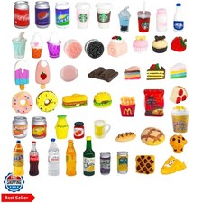 50 Pcs Miniature Food Drink Bottles Soda Pop Cans Pretend Play Kitchen Game P...