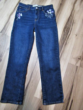 Levi Strauss Signature High Rise Straight Jean Floral Embroidery Sz 4 27.5x26 