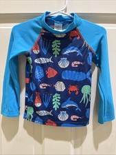 Baby Boden Boy Size 12-18 Months Long Sleeve Fish Rashguard Swim Top