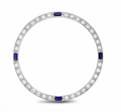 .90CT BEAD SET NATURAL DIAMOND BEZEL FOR ROLEX 34MM WITH 4 SAPPHIRES WHITE GOLD