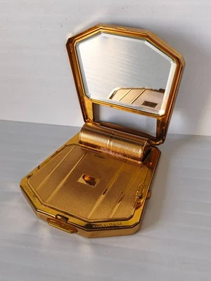 Corona Nécessaire à maquillage en métal doré France Miroir Poudrier .... - Photo 1/4