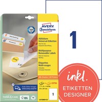 Avery Zweckform Universal-Etiketten, 210 X 297 Mm, Weiß 1 Bis 20 Stk Spare 37%