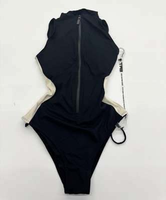 TA3 SLEEVELESS SURFY ONE PIECE SWIMSUIT CONTOUR BLACK IVORY SIZE XL REG/LONG NEW