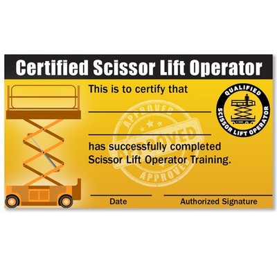 Certified Scissor Lift Operator Cards 10 Pack with Safety Checklist Training