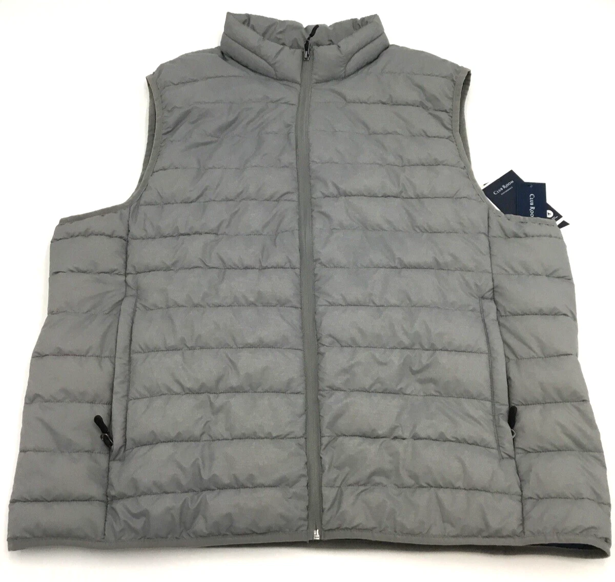 Club Room Men's Quilted Packable Puffer Vest, Heather Grey, XL