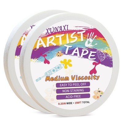 XUNAXI 2 Packs Artist Tape Medium Tack White Art Tape  197FT Long Total