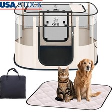 Lightweight Portable Foldable Pet Playpen Mesh Indoor Outdoor Travel Safe Space