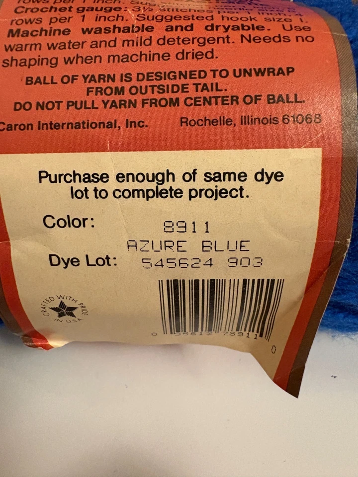 De Colección Caron Soft Touch Hilado Lote de 6 Madejas Azul Azul Todo Tinte Lote 545624 903 Nuevo Foto 4 de 4