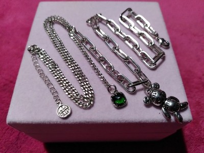 Schmuck Kette Silber 925 plat. Teddy-Bär-Anhänger Love & Peace Zirkonia grün NEU