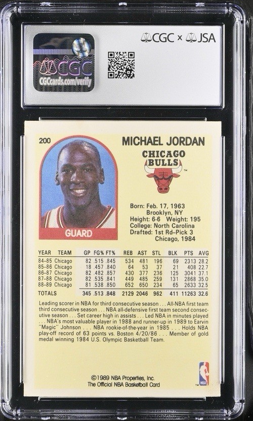 1989 Hoops Michael Jordan #200 Signed On-card Auto CGC 6/9 GOAT AUTH BOLD AUTO view 2