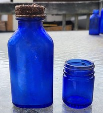 Pair Of Awesome 1930s Cobalt Blue Bottles In Great Condition. Nice Color