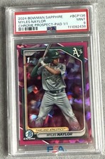 2024 Bowman Sapphire Edition Myles Naylor 1st Bowman Padparadscha 1/1 PSA 9