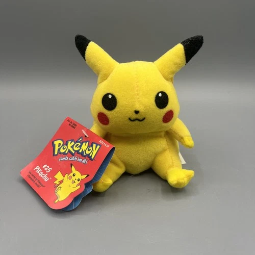 Pikachu Plush 1998 Pokemon 6” Tall Nintendo Hasbro Vintage Toy #25 w/ Tag