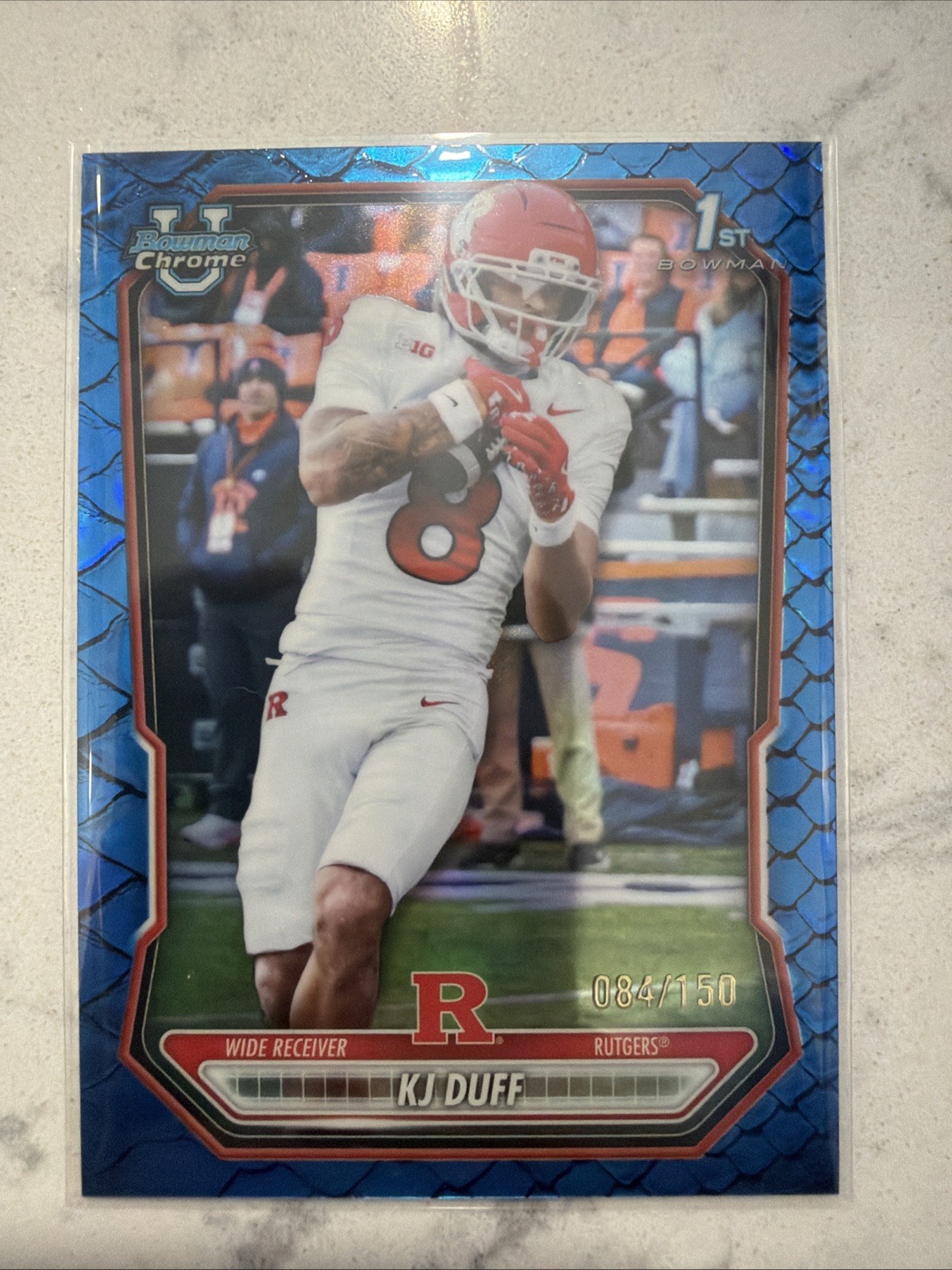 2026 Topps Bowman University Chrome KJ Duff #BCP-135 Blue Scales /150