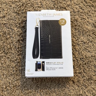 Elizabeth James Wristlet Folio for MagSafe for iPhone 14/13 - Black Croc