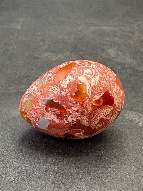 Small Polished Opal in Rhyolite Stone Carved Egg Figurine