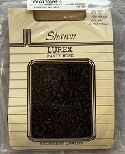 Vintage NWT Sharon 100-165 lbs Black With Gold Speckle Pantyhose 100  Nylon