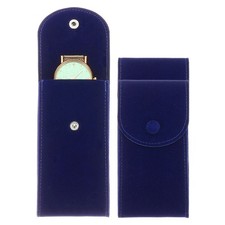 2 Pcs Velvet Watch Pouch, Portable Watch Travel Bag, Blue