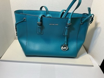 Michael Kors Voyager Tote Bag Turquoise GREEN Leather Shoulder Handbag