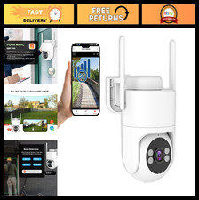 6MP Outdoor Security Camera, 360  Pan-Tilt, Color Night Vision, Two-Way Audio, W