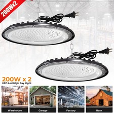 2 Pack UFO Led High Bay Light 200W Commercial Industrial Factory Warehouse Light