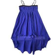 Forever 21 Women Dress S Blue Fit & Flare Chiffon Sleeveless Knee Length HighLow