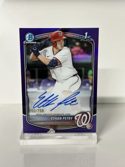 Topps 2025 Bowman Chrome Prospect Autos Ethan Petry #CPA-EP Purple /250