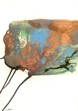 Abstract Mixed Media Ink Watercolor Painting on 11 X 15” Paper Contemporary