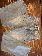 Zara Women s Blue Medium Wash Denim Rhineston...