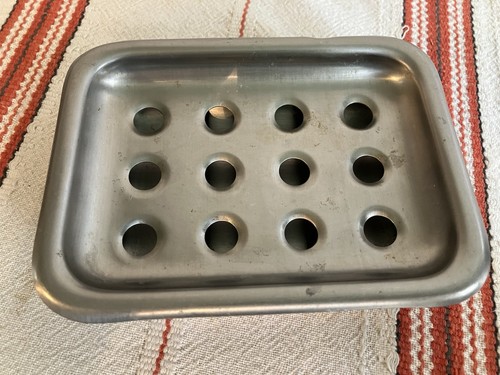 Vintage Vollrath Edelstahl Abtropf Seifenschale 2 Stück 4x5" gemarkt C-3 - Bild 2 von 21