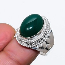 Green Onyx Gemstone 925 Sterling Silver Jewelry All Size Ring For Gift