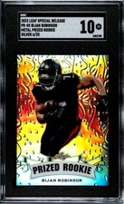 🏈 Bijan ROBINSON RC *SP /25 Silver Metal Rookie* SGC 10 2023 Leaf POP 8 🔥  Gem
