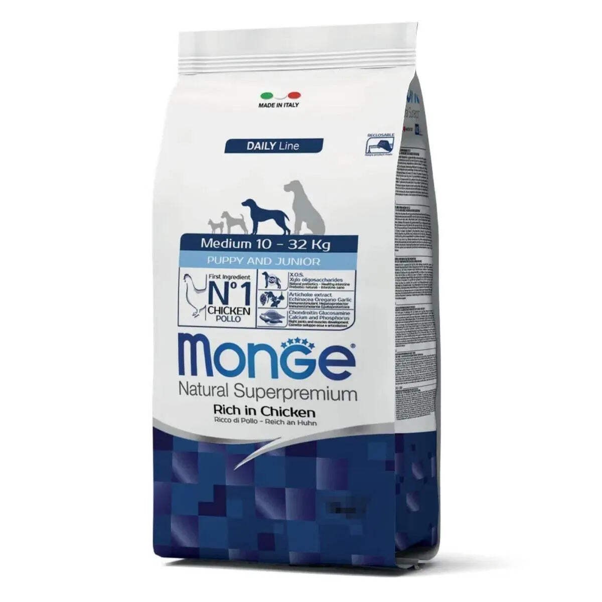 MONGE NATURAL SUPERPREMIUM MEDIUM PUPPY RICCO IN POLLO 12 KG.