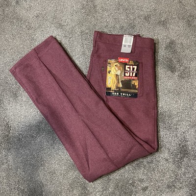 Vintage 90s Levi Pant Men 36x32 Burg  517 Collection Polyester Bootcut Tex Twill