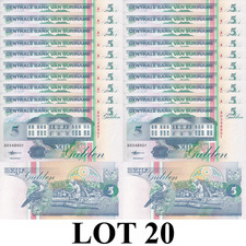 Suriname 5 Gulden 1998 P 136b UNC 1/5 Bundle Lot 20 pcs