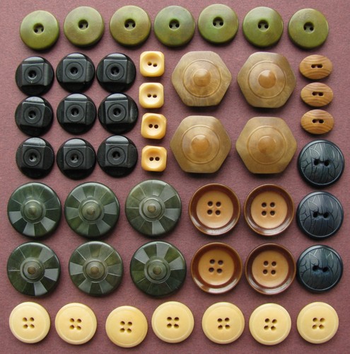 Antique Vintage Vegetable Ivory Buttons VI 47 Pcs Sets Pairs Matching + Lot 3