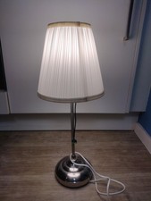 TISCHLAMPE Leuchte Innen Weisser Lampenschinrn Faltenschirm Stahlfuss 