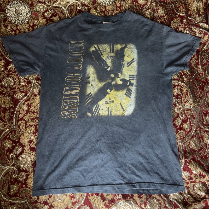 Vintage System of A Down T-Shirt Black Clock Hypnotize Mezmerize Small 