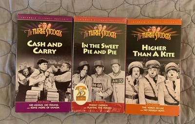 The Three Stooges W/ Curly Cash & Carry In Sweet Pie Higher Than Kite VHS Lot