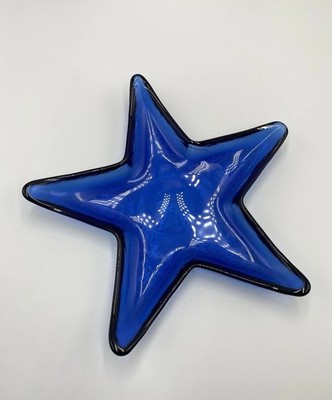 Kobaltblau Glas Stern Design Kunstglas Deko Schale oder Schmuck Tablett