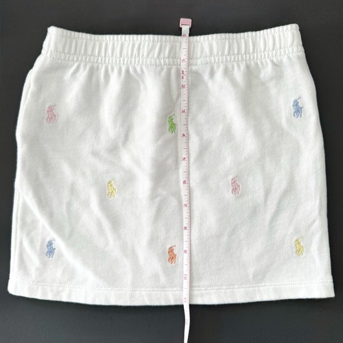 Girl's Polo Ralph Lauren White Fleece Skirt All-Over Pastel Pony Icon Motif Sz 5 - Picture 8 of 11