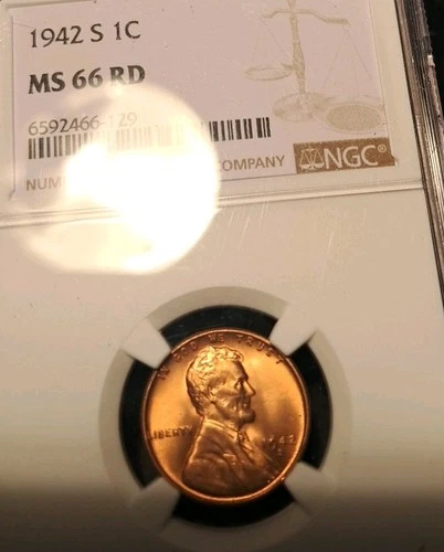 1942 S Lincoln Cent NGC MS 66 RED