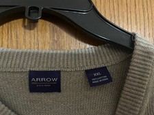 Arrow Sweater Mens 2XL Crewneck Cotton Pullover Brown