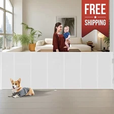 Retractable Baby Gate 150” Wide 42” Tall Adjustable Reinforced Strip Design