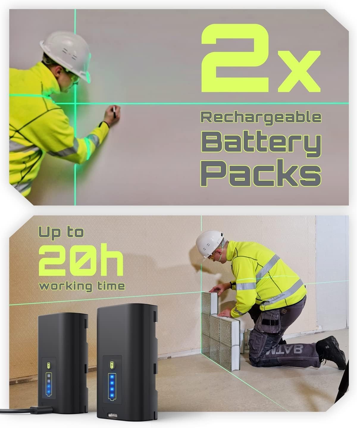 Versatile 3x360° Green Laser Level with Magnetic Stand for DIY & Construction