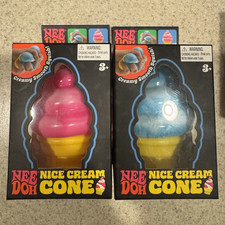 Nee Doh Nice Cream Cone Tactile Squeeze Toy, Pink/Blue
