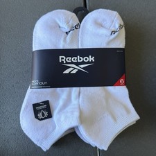 Reebok Men's Low Cut Performance Training Socks - 6 Pair - WHITE Size 6-12.5 NEW